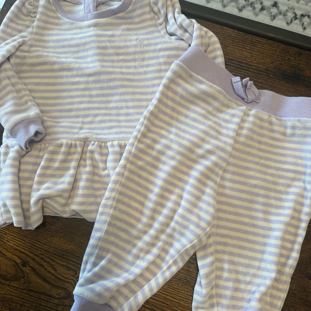Polo Ralph Lauren Striped Velour Purple Set